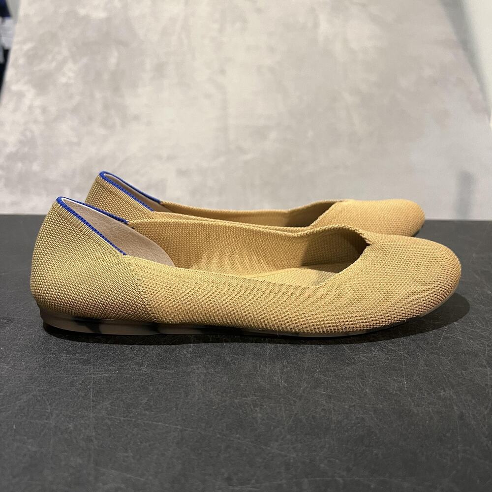 Rothy's The Flat Shoes Womens Size 9 Camel Tan Knit Slip On Round Toe Washable